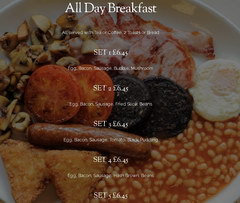 Inexpensive food in London in a cafe, Breakfasts