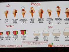 Prices in a cafe in Vienna, Ice cream
