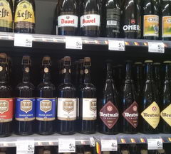 Prices for beer in Belgium in the supermarket, Various beer 0.7l.