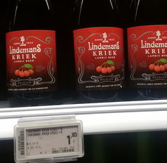 Цены на пиво в Бельгии в супермаркете, Lindemans kriek