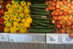 Стоимость овощей и фруктов в Бельгии, огурцы, помидоры