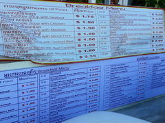 Eaatery food prices in Cambodia, Cost of lunch and breakfast in Cambodia