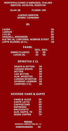 Prices in Denmark in Copenhagen in Bars, Beer and other spirits