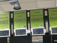Prices in France, varieties of apples