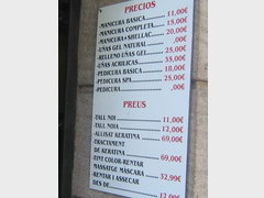 prices for services in Barcelona, Various cosmetic treatments