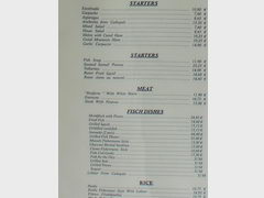 Prices for food in Spain (Catalonia), Menu in a fish restaurant