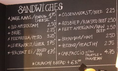 Dining and Drinking in Amsterdam in the Netherlands, Prices for sandwiches in a cafe
