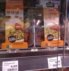 Grocery store prices in Amsterdam, lunch - meat and garnish