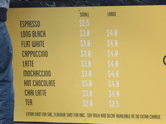 Цены в Окленде на еду в кафе, В кофейне