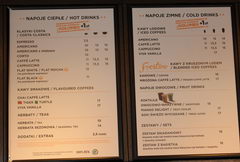 Prices in Poland in Warsaw, prices at a coffee shop