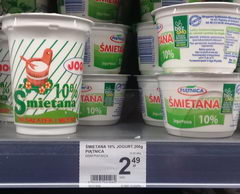 Цены на проукты в Польше в супермаркетах, Сметана