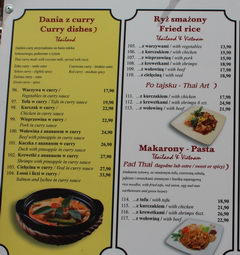 Prices in Warsaw restaurants, Thai cuisine