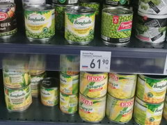 Grocery prices in Moscow in Russia, Green peas and corn
