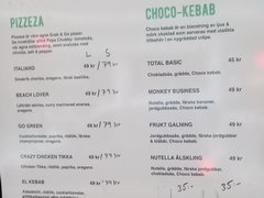 Prices in Stockholm for food, Prices in the pizzeria