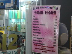 Services prices in Singapore, Prices for services in the barber shop 