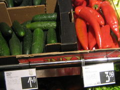 Цены на продукты в Словакии, Огурцы и перцы