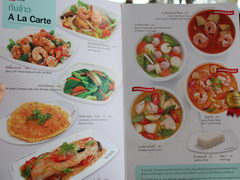 Hua Hin food prices, Thailand, Menu with seafood