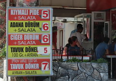 Prices in Turkey in Antalya for food, a cafe for locals