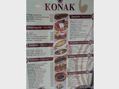 Food prices in Istanbul, Various dishes in a Turkish cafe