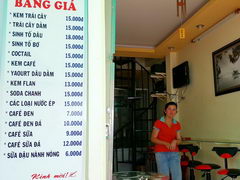 Vietnam, Dalat food prices, Prices for food in the cafe