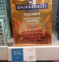 Prices at Duty Free at Los Angeles Airport, bag of small Ghirardelli chocolates 
