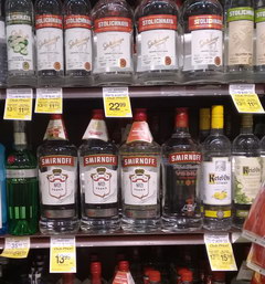 US alcohol prices, Vodka prices 