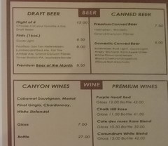 Prices for cafes in the USA, Beer at the bar and park of the Grand Canyon 