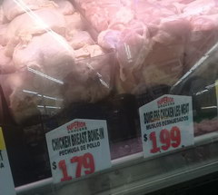 US food prices for 1 pound, Chicken breasts 