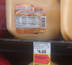US prices for products, Orange juice 