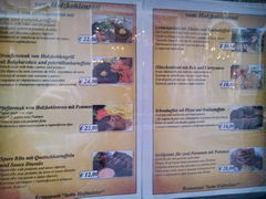 Prices in a restaurant in Vienna, Dishes based on steak
