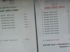 Transport prices in Vienna, Parking prices near the park Schonnebunn