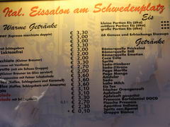 Prices in a cafe in Vienna, more coffee in a coffee shop