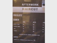 Prices for services in Austria, In the hairdresser