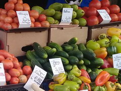 The costs of groceries in Belarus in Minsk, cucumbers and tomatoes