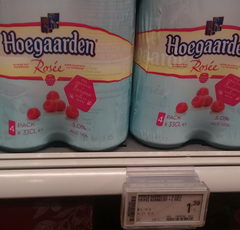 Цены на пиво в Бельгии в супермаркете, Хугарден розовое