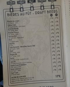 Prices in bars in Brussels, Prices for beer in a bar