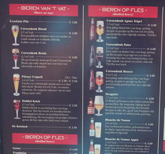 Prices in bars in Brussels, Prices in a brasserie