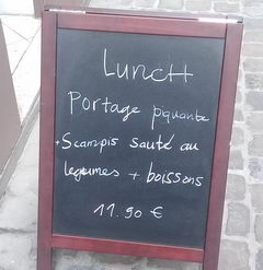 Цены на еду в Брюсселе, Обеденное и вечернее меню в ресторане