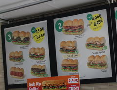Цены на еду в Бельгии в Брюсселе, Сабвей сэндвичи 