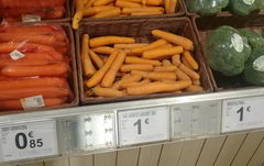 The cost of vegetables and fruits in Belgium, carrots