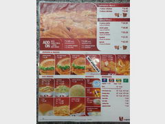 Eating cost in Brunei, Fast food price-list at KFC