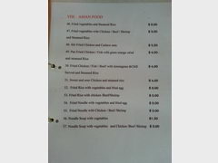 Eating cost in Cambodia, Menu with Asian food