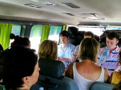 Buses in Cambodia, Sihanoukville, Inside the minivan company Sok Lim.