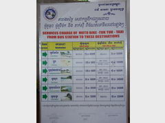 Cambodia, Sihanoukville, Prices from Sihanoukville Bus Station
