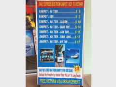 Транспорт в Камбодже, Кампот, Цены автобусов на направление во Вьетнам