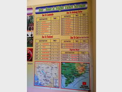 Cambodia, Buses in Kep, Schedule for various destinations from Kep
