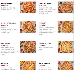Быстрая еда в Чехии в Праге, Цены в Пиццерии Pizza Hut