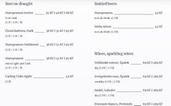 Prices in Prague in the Czech Republic in bars, Prices for beer in Tlusta Mys pub