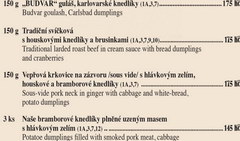 Цены в Праге в недорогом ресторане для туристов, Основные блюда чешской кухни