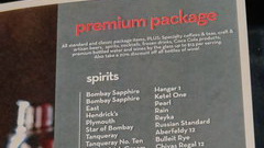 Питание в круизе, Крепкие спиртные напитки в alcohol package